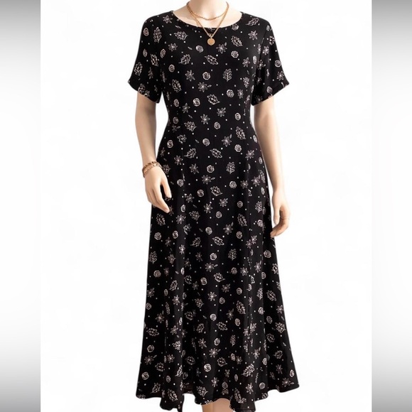 NWT Pendleton Black Print  Dress | Short Sleeve Women's 16 - Picture 2 of 6